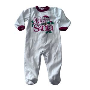Hug Me First Santa Sleeper - 3-6 Months - Christmas zipper footie